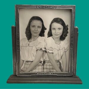 Vintage Art Deco Wood Swing Tilt Picture Frame 1930s Silver Gray